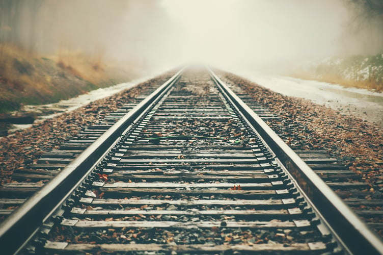 Train tracks railway stock image.