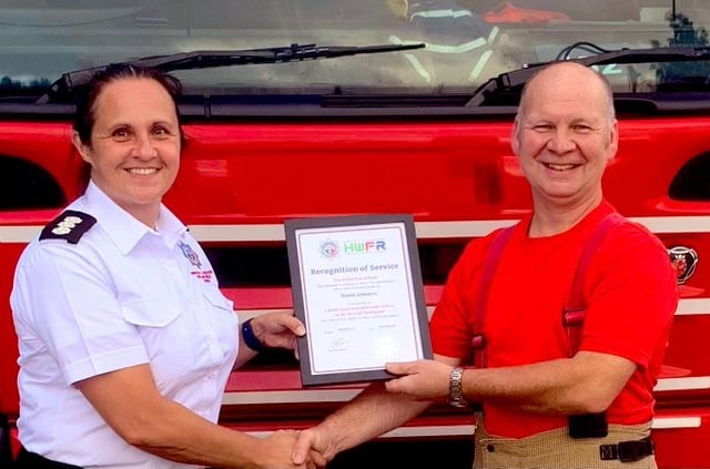 Whitchurch firefighter David Johnson thanked for five years of service