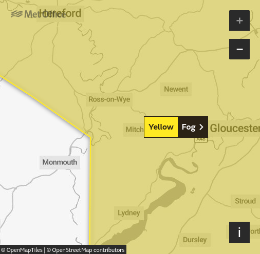 Fog warning map