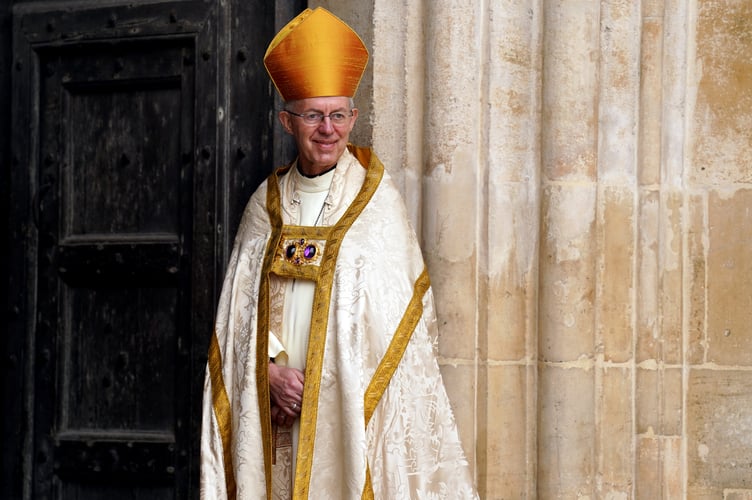 Archbishop of Canterbury Justin Welby at Westminster Abbey, central London, ahead of the coronation ceremony of King Charles III and Queen Camilla.

Picture date: Saturday May 6, 2023. PA Photo. See PA story ROYAL Coronation. Photo credit should read: Andrew Milligan/PA Wire