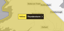 Weekend weather warning issued for thunderstorms over area