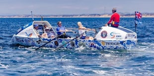 Freight train ocean seas batter Monmouthshire rowers' boat