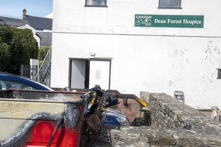 The aftermath of the fire outside Great Oaks charity shop in Coleford