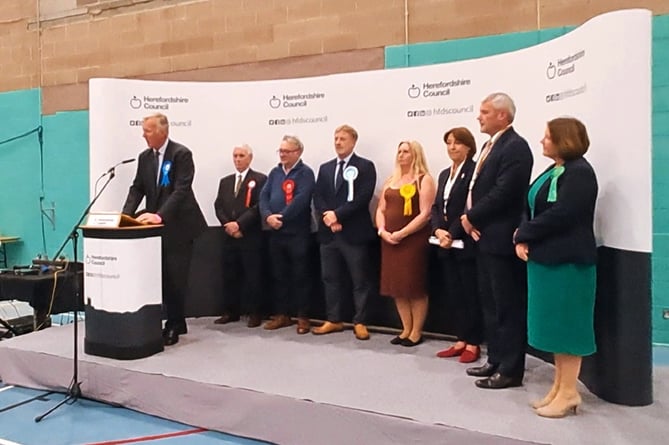 Sir Bill Wiggin speaks at the count after losing his seat