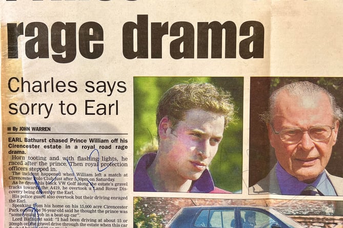 News cutting - John Hawkins story about Prince William racing across Cirencester Park 2