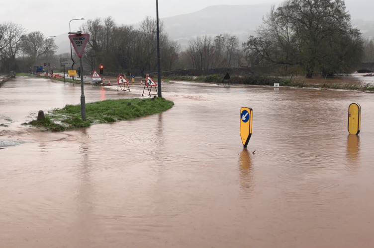 Flooding at Llangattock, Storm Bert